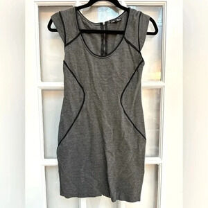 Vintage Express Y2K Classic Grey & Black Cap Sleeves Cocktail Dress Size 6 S
